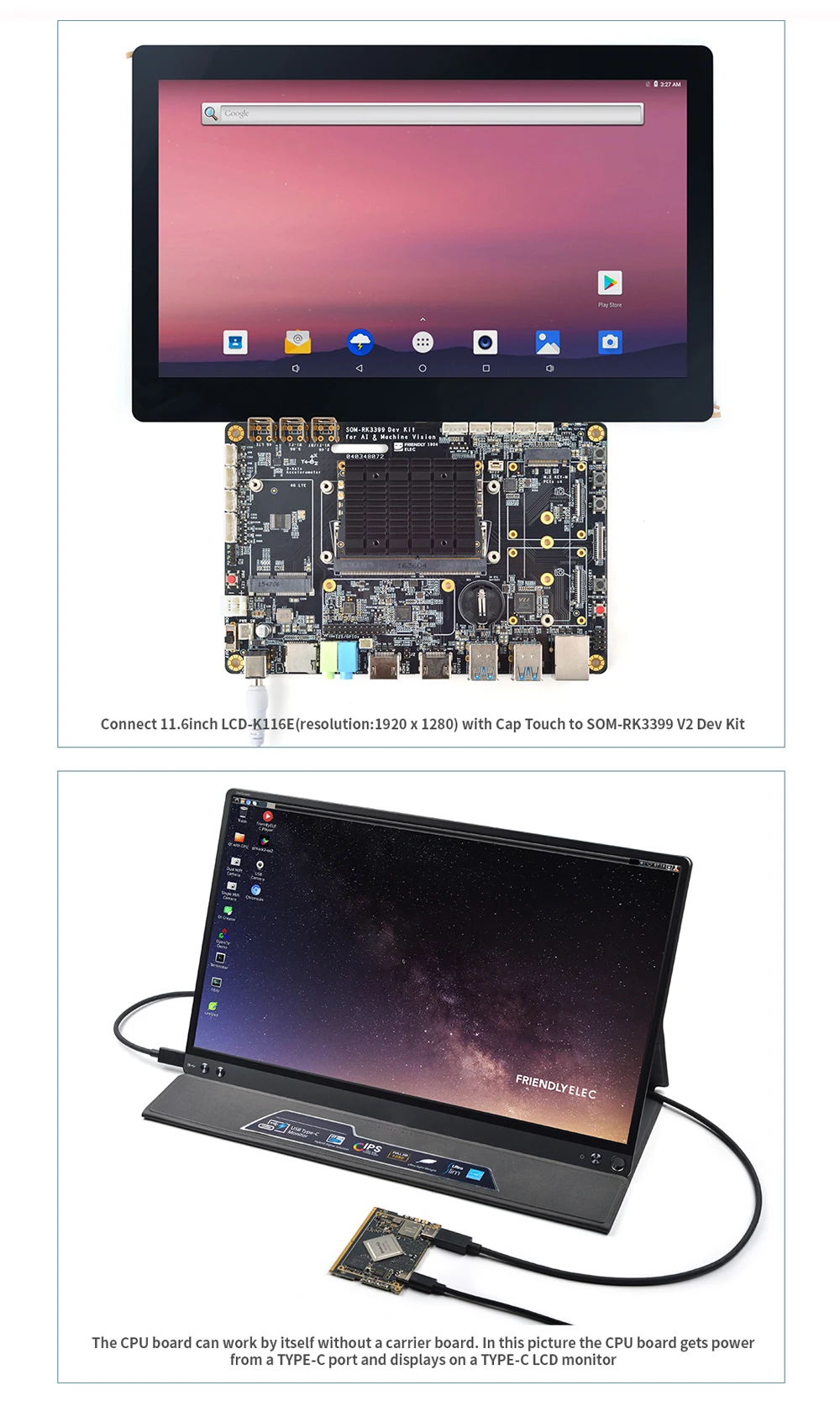 SOM-RK3399V2 Dev Kit Rockchip RK3399 Computer Module w/5G & 2.4G WiFi 4GB LPDDR4