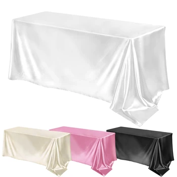 Tovaglia rettangolare in raso di colore solido decorazioni per feste di matrimonio copritavoli da cucina forniture per feste di compleanno per Baby Shower 1