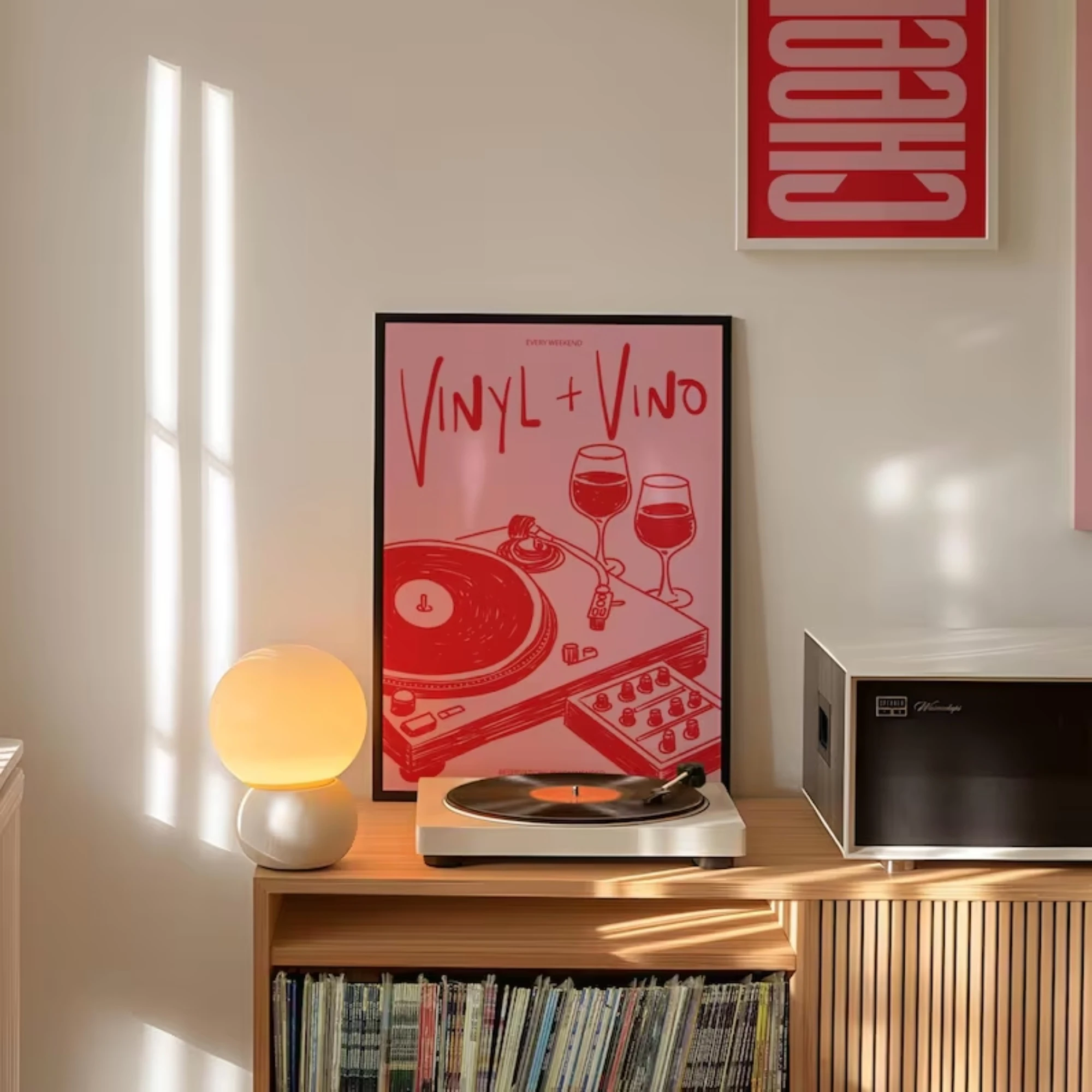 Vintage Music-Inspired Wine Record Wall Art Canvas