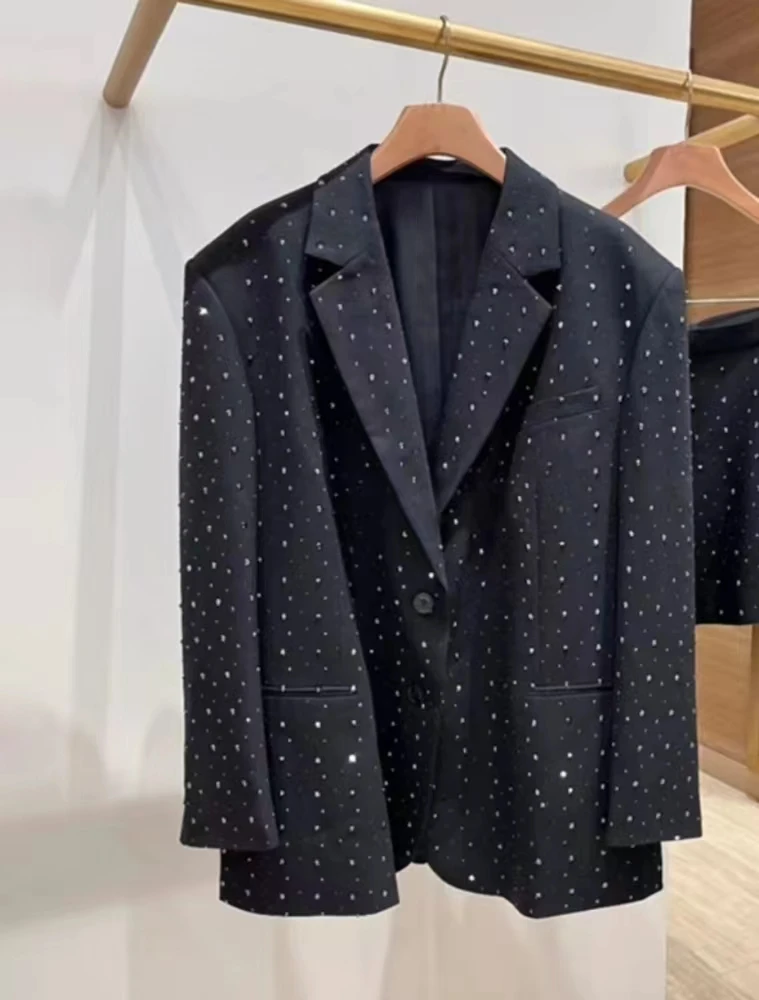High Quality Fashion 2022 Blazer For Women Suit Cotton Diamonds Slim New Party Club Summer