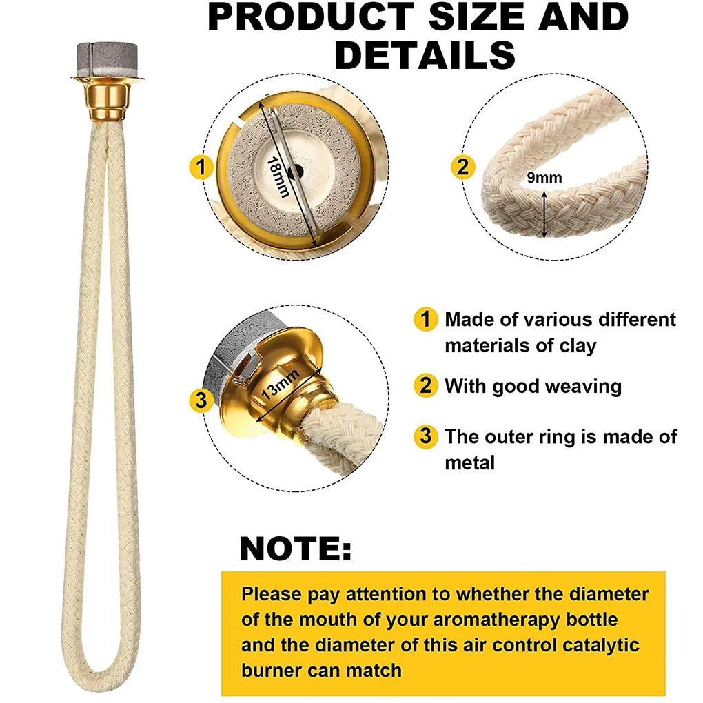 Description Picture 6 of itemFragrance Lamp Wick Cotton Rope Oil Diffuser Replacement Wick Airtight Burner Candles Parts Supplies Gold Large