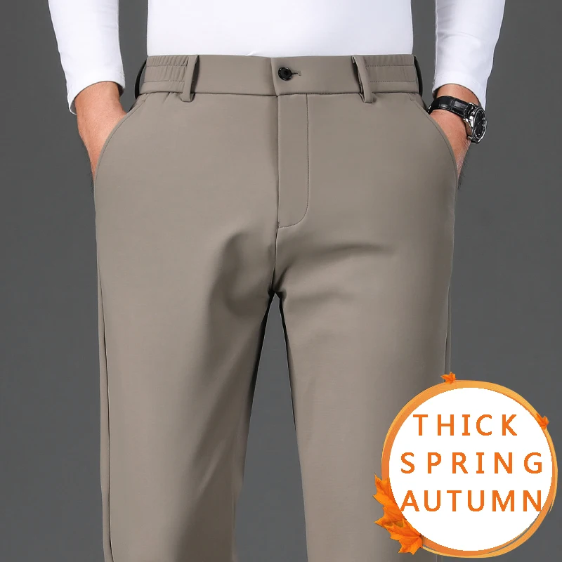 

Top Quality Man Casual Pants Elastic Formal Business Trousers Khaki Japanese Classic Dress Suit Pants Black Big Size