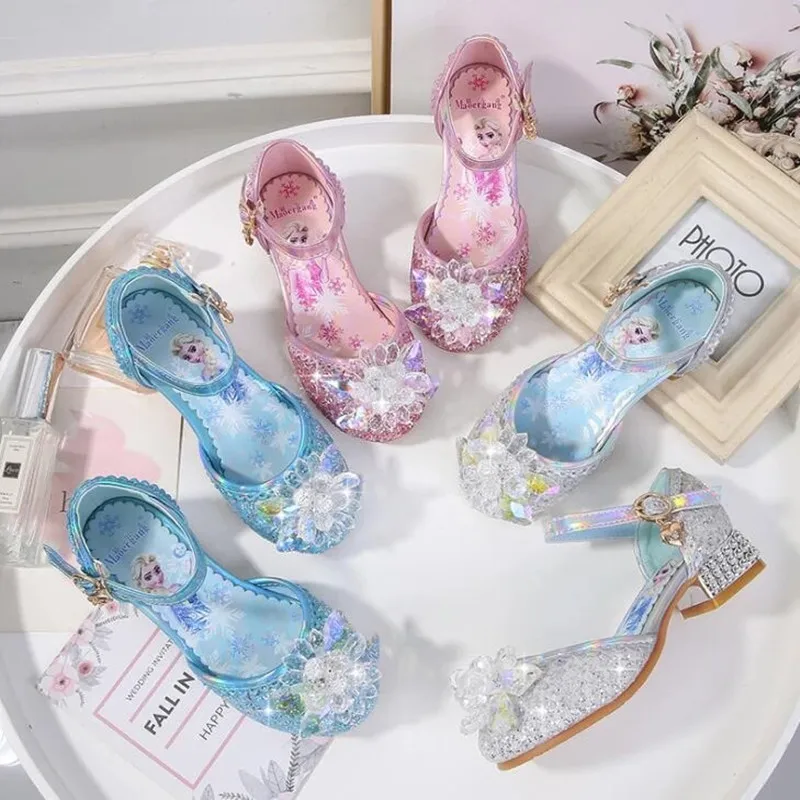 

Disney Frozen Crystal children high heel princess party shoes summer girls sandals baby children shoes little girl crystal
