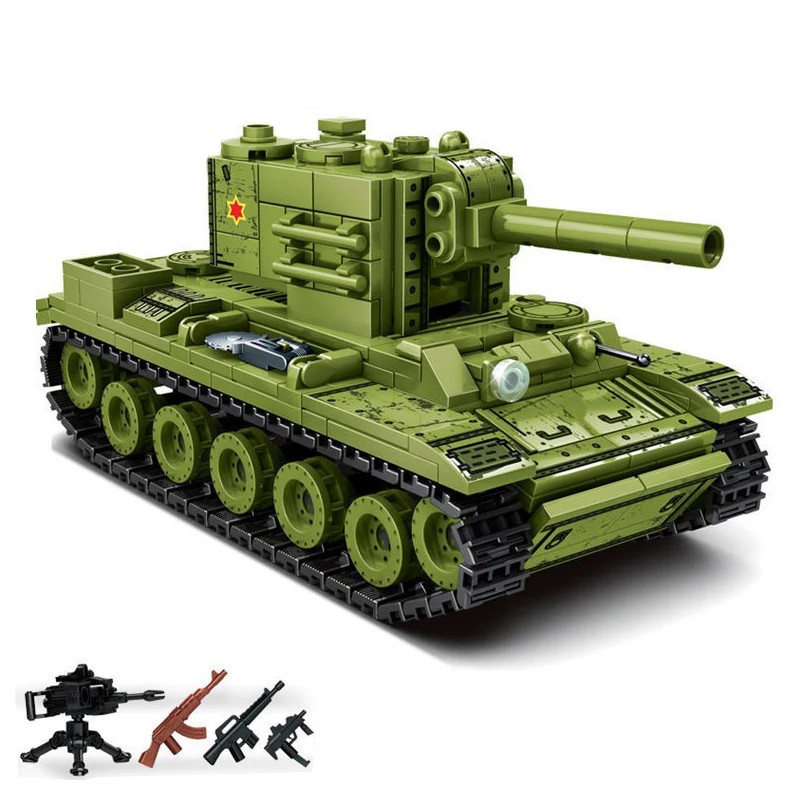 Ww2 Unione Sovietica Kv-2 Heavy Tank Panzer Building Block Model Kit Classics World War Ii Arma Militare Blindata Car Vehicle Brick