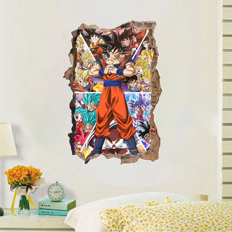 Dragon Ball Adesivo De Parede Goku Sayajins Realista Quebrado Decoração Da  Parede Pintura Do Quarto Das Crianças Dos Desenhos Animados Decoração Pvc  Adesivo - Adesivos - AliExpress