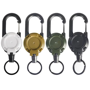 Anti-theft Metal Easy-to-pull Buckle Rope Elastic Keychain Sporty Retractable Key Ring Anti Lost Yoyo Ski Pass ID Card