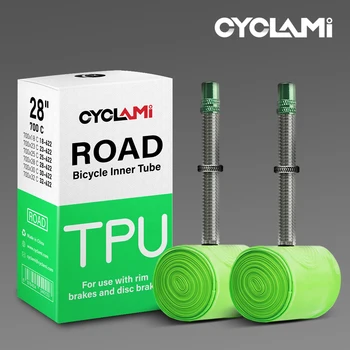 2 pezzi CYCLAMI 38g camera d'aria ultraleggera per bici 700 X18 23 25 28 materiale TPU per bicicletta da strada pneumatico lunghezza 60mm valvola francese super leggera