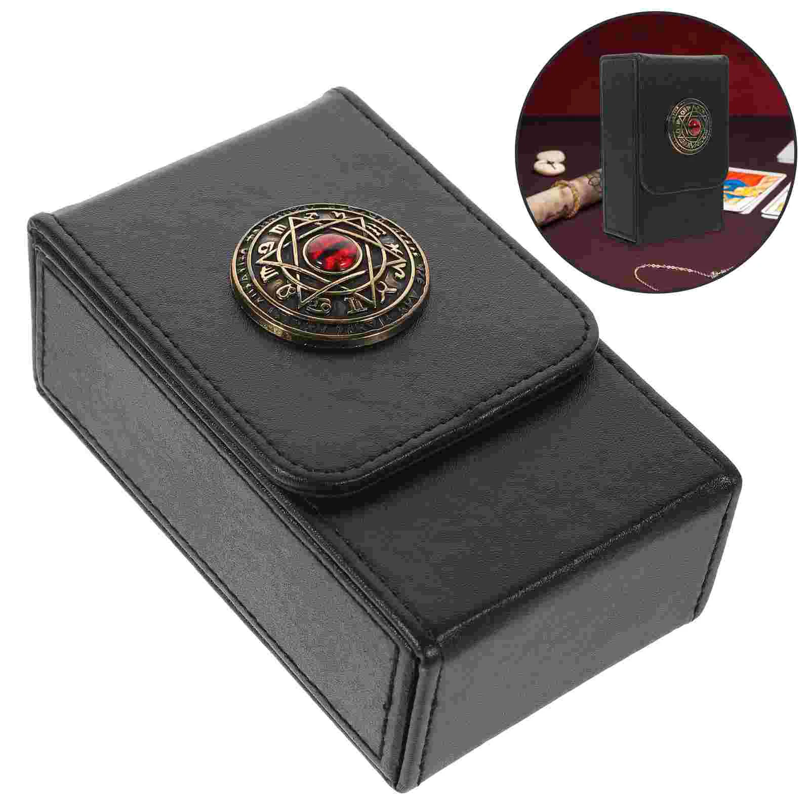 

PU Tarot Cards Storage Box Large Capacity Card Collection Display Container Portable Keepsake Organizer