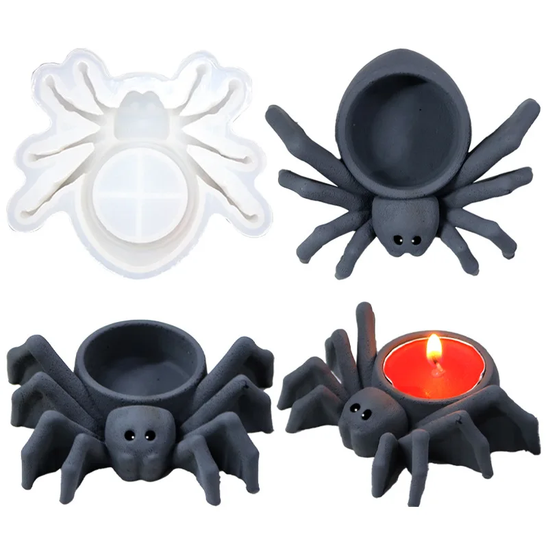 DIY Halloween Spider Candle Holder Silicone Mold Handmade Creative Spider Aromatherapy Plaster Candle  Making Supplies Home Gift aromatherapy bottle silicone mold lotion bottle soap dispenser resin mould for diy uv epoxy handmade home decors storage tank