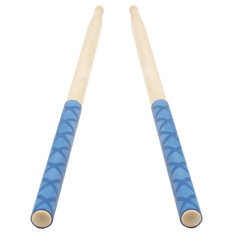 Sourcing Map 3 Pairs Maple Wood Drumstick Anti Slip Handle Grips 5A Blue Classic Drum Stick Wood Tip For Drumming Musical Instrument Percussion