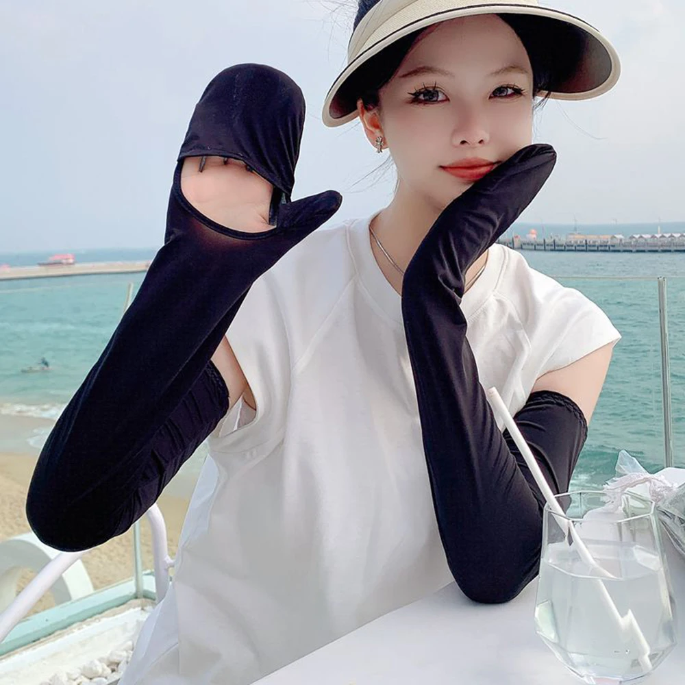 

Summer Sunscreen Driving Ice Silk Sleeve Female Long Length UV Protection Sleeve Thin Sports Arm Warmer Glove Ice Sleeves