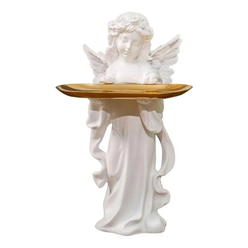 Storage Tray Sculpture Resin Entryway Angel Figurines Watch Key Snack