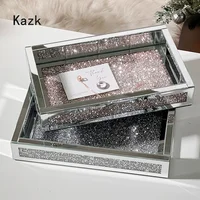 High End Diamond Inlaid Tray Modern Decor Service Tray Home Desktop Skincare Jewelry Organization Storage Trays Decorative 1