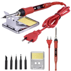 Fer à souder réglable à température LCD 220V 80W, avec pointe et Kit de fer à souder de haute qualité, prise ue 