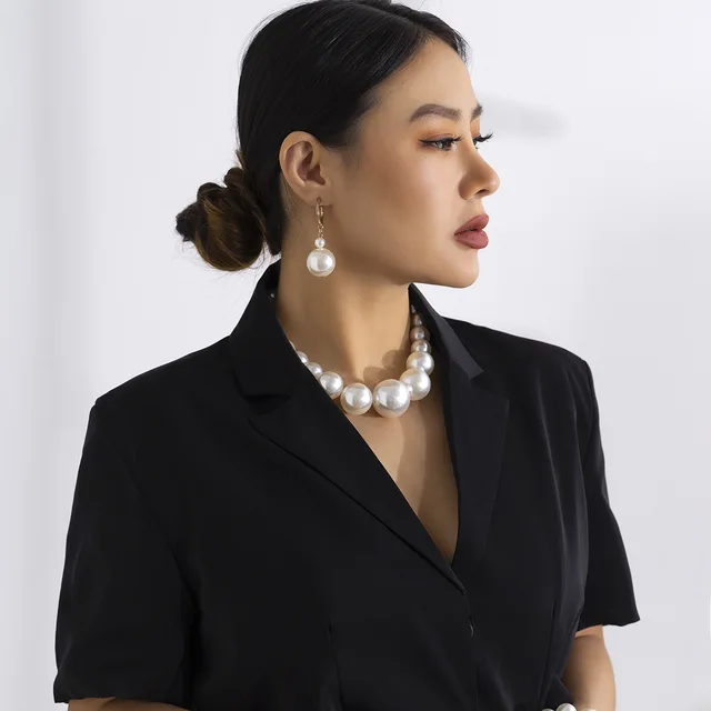 DIEZI Elegant Big Imitation Pearl Choker Necklace For Women Fashion Girls Gift Statement Collar Choker Necklace New Jewelry 3