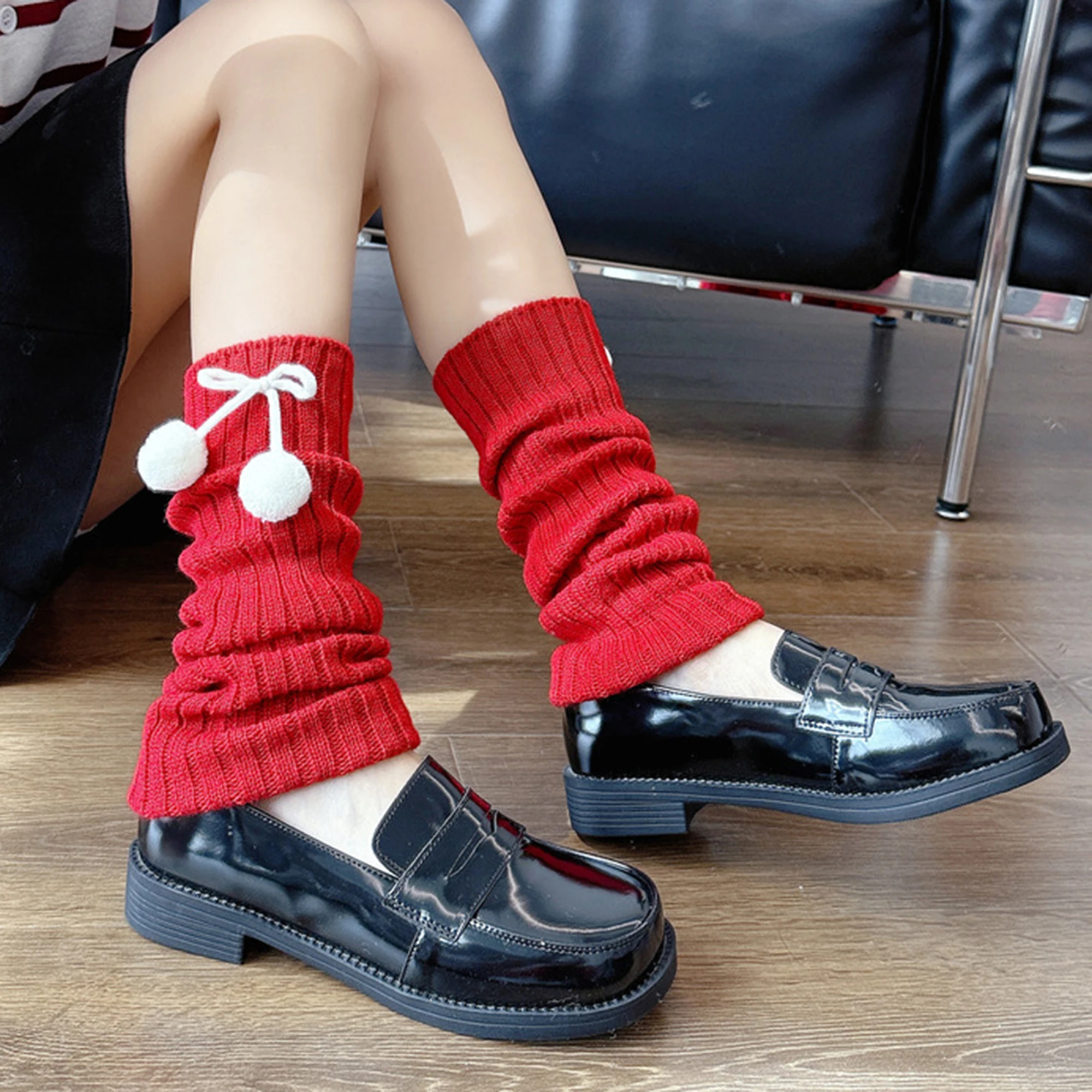 Women s Cable Knit Leg Warmers with Faux Fur Pom Poms Cozy Calf Covers for Stylish Winter Outfits and Parties