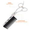 6 Inch Professional Barber Scissors Precise Hair Cutting Shear with Built-in Detangling Comb Hairdressing Haircut Tijeras A0195A