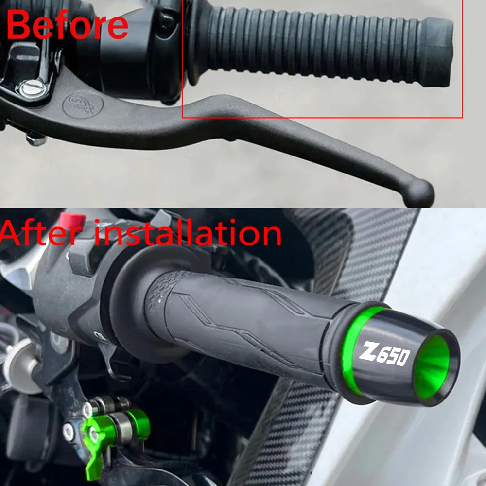 Manopole Manubrio Per Kawasaki Z650 (2017-2021), In Alluminio CNC Con Logo Z650, Antiscivolo