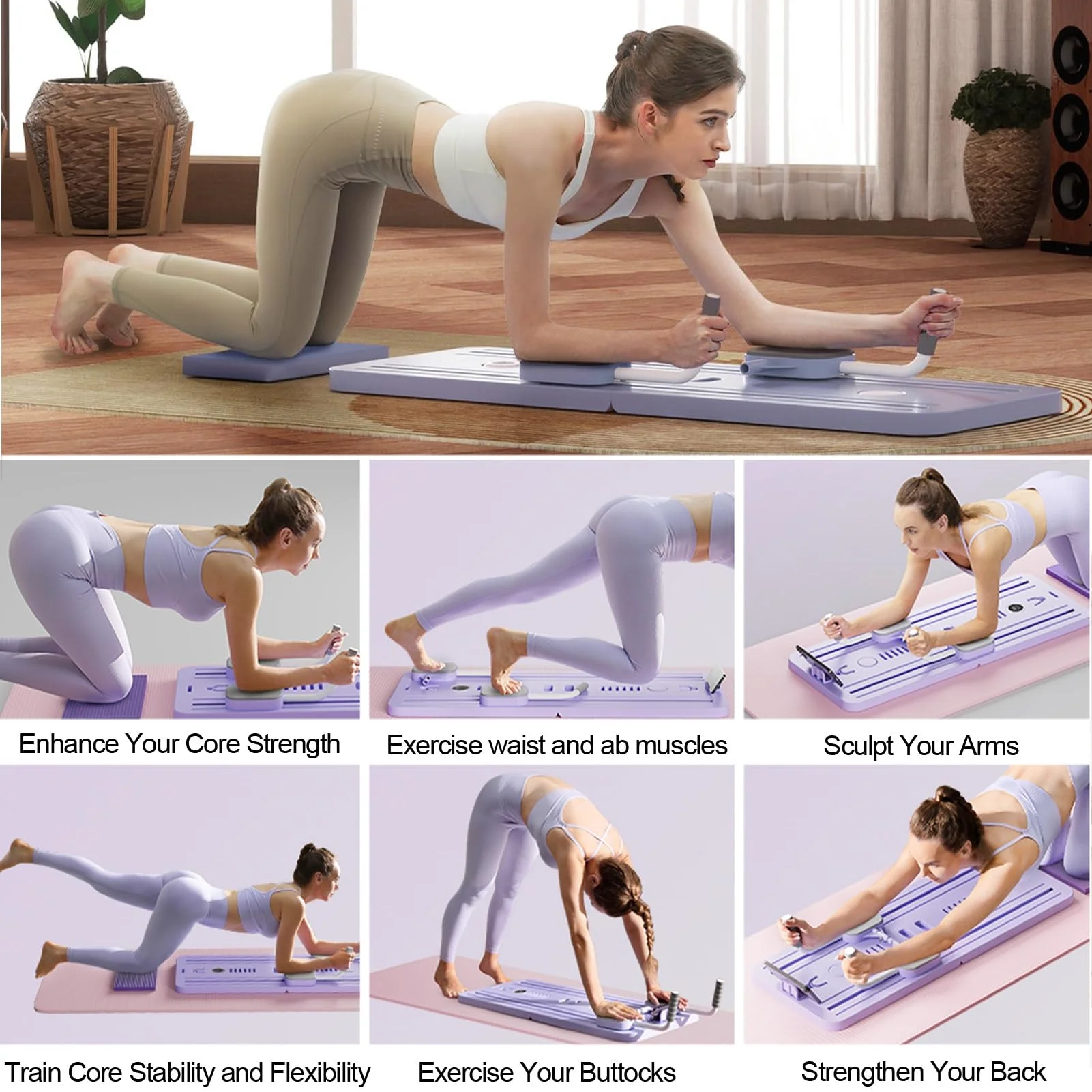 Multifunctional Abdominal Board Resistance Bands Hand Grips Fitness Plate Automatic Rebound Push Up Stands Pilates Exercise