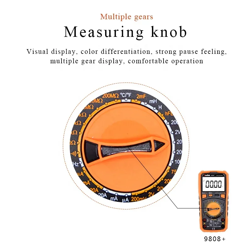 RuoShui 9808+ Digital Multimeter RTS High Precision 2000uF Capacitance Frequency Temperature and Inductance Meter