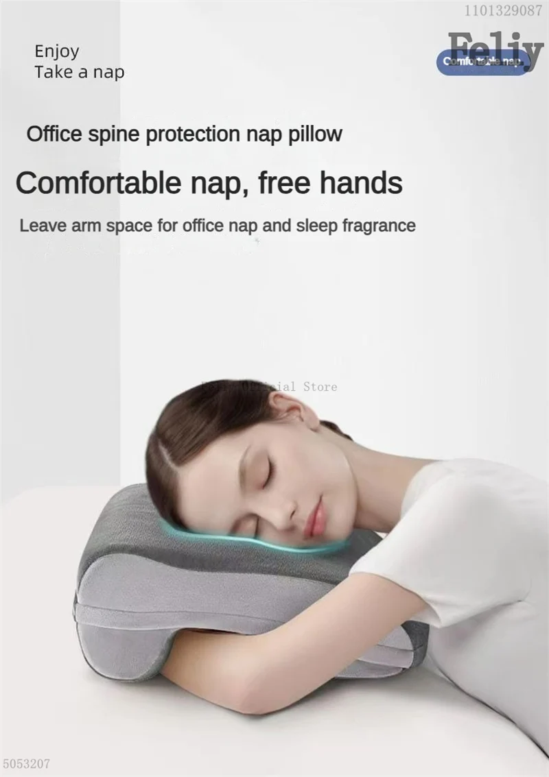 Description Picture 2 of itemMemory Foam Nap Pillow For Travel Headrest Neck Support Cushions Office Rest Lunch Break Pillow Orthopedic Student Desk Sleeping