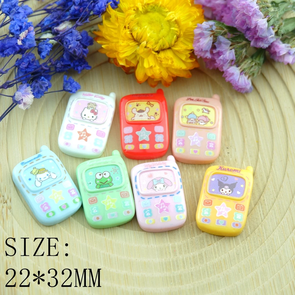 레진 귀여운 만화 폰 플랫 백 카보숑 스크랩북 공예, 헤어 보우 폰 데코 장식, DIY 액세서리 대량, 10 개 