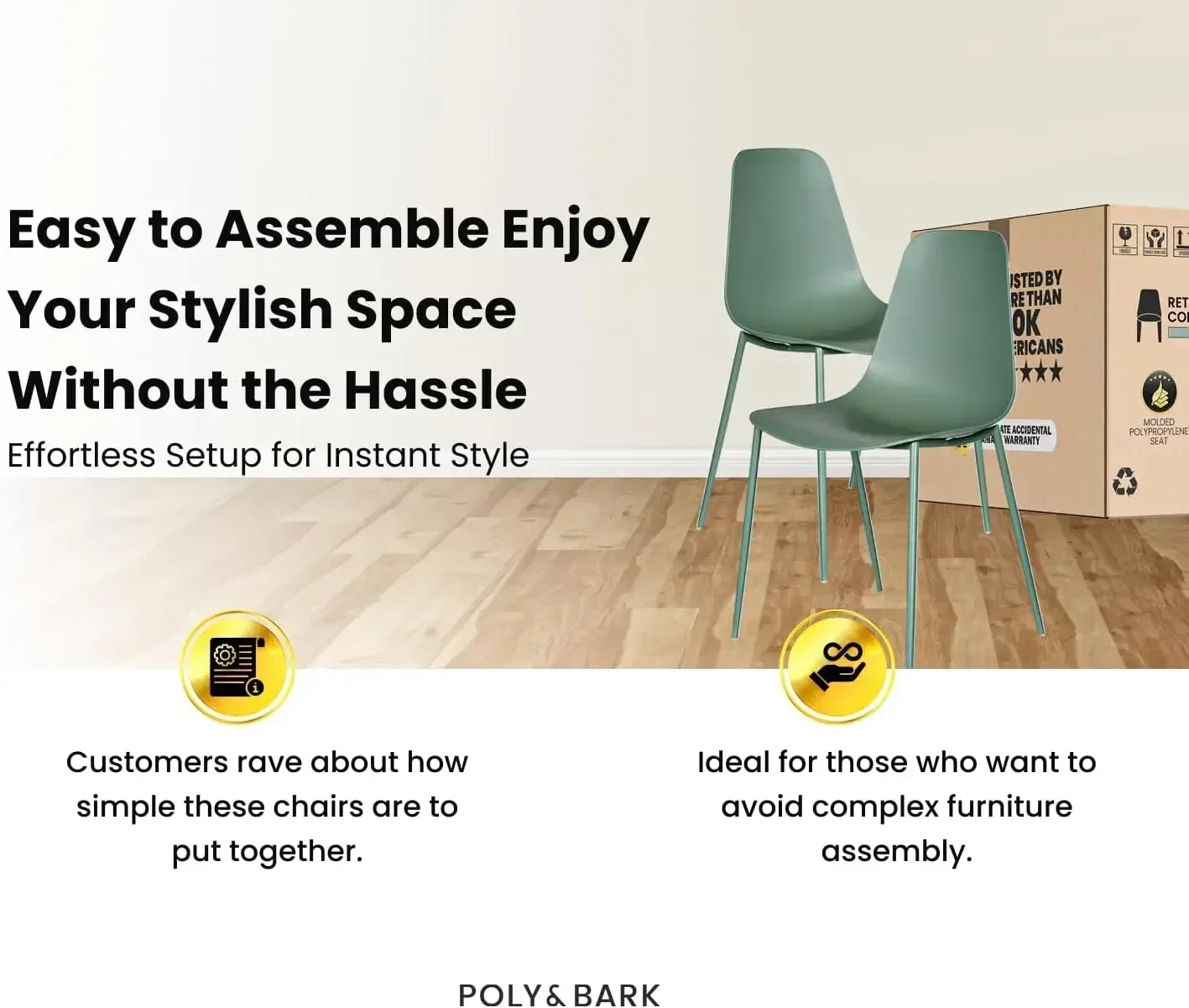 Isla Modern Kitchen Chairs Set of 4 - Plastic Dining Chair with Metal Legs - Quick Assembly Simple Cafe Chairs Plastic，Green