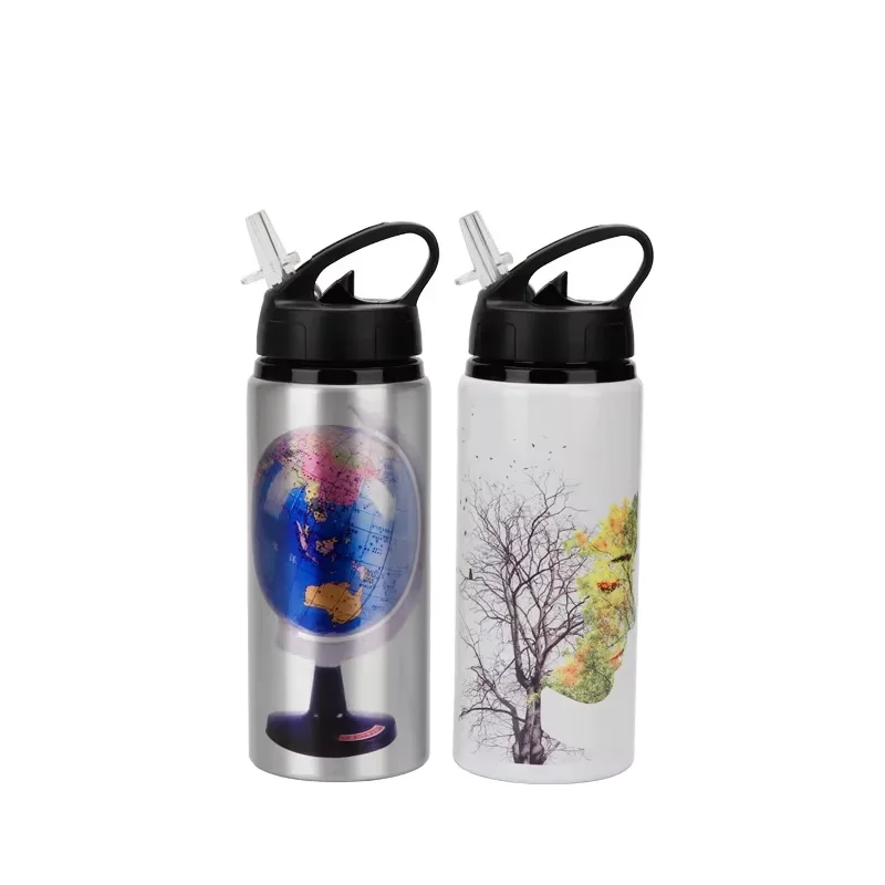 자전거 캠핑 하이킹 여행 등산을위한 컬러 캡이있는 5 개/몫 600ml 승화 알루미늄 스포츠 물병