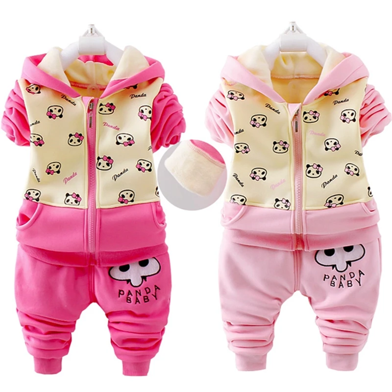 

2PCS Infant Clothes Set Baby Boy Winter Clothes Kids Outfits Cartoon Tracksuit For Girls Coat Hooded Casual Hoodie Outwear 0-4Y