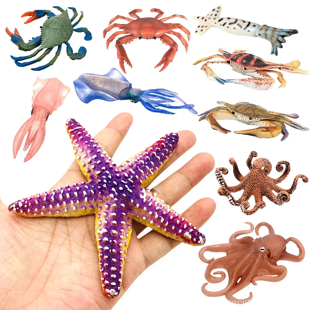 Cute Mini Soft Squid Starfish Marine Animal Model Ornament for Stress Relief Children's Education Gift Home Decoration
