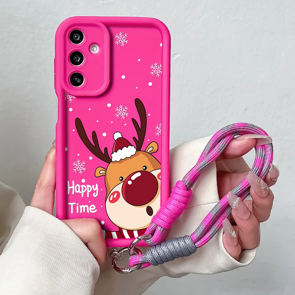 Holiday Elk Lanyard Phone Case with Wrist Chain - Festive Protective Cover