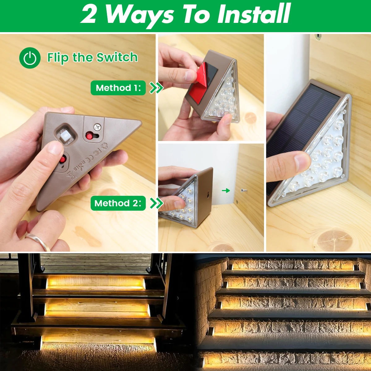 LED Solar Step Lights Waterproof Outdoor Stair Lights Solar Deck Lights Outdoor Decor IP67 Solar Decoration Lights for Yard Path 4