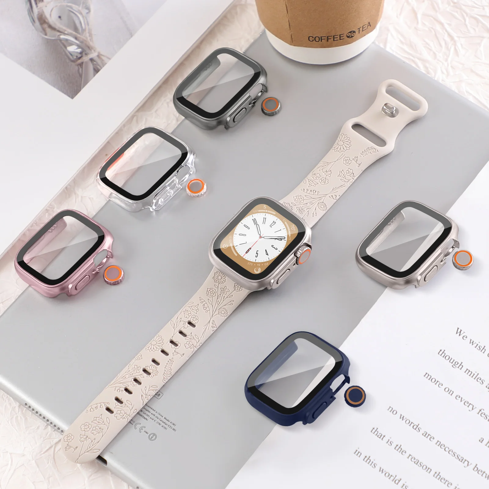 Premium Apple Watch Glass Screen Protector and Case Bumper Cover