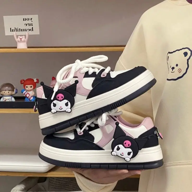 

New Kawaii Kuromi Sanrio Cute Versatile Board Shoes Cartoon Anime Student Comfort Campus Sports Shoes Decorate Girl Gift Toys