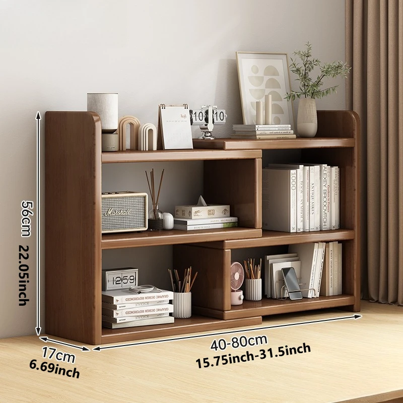 Libreria regolabile in legno Organizzatore di stoccaggio a cubo Scaffale retrattile espandibile orizzontale per il soggiorno di casa
