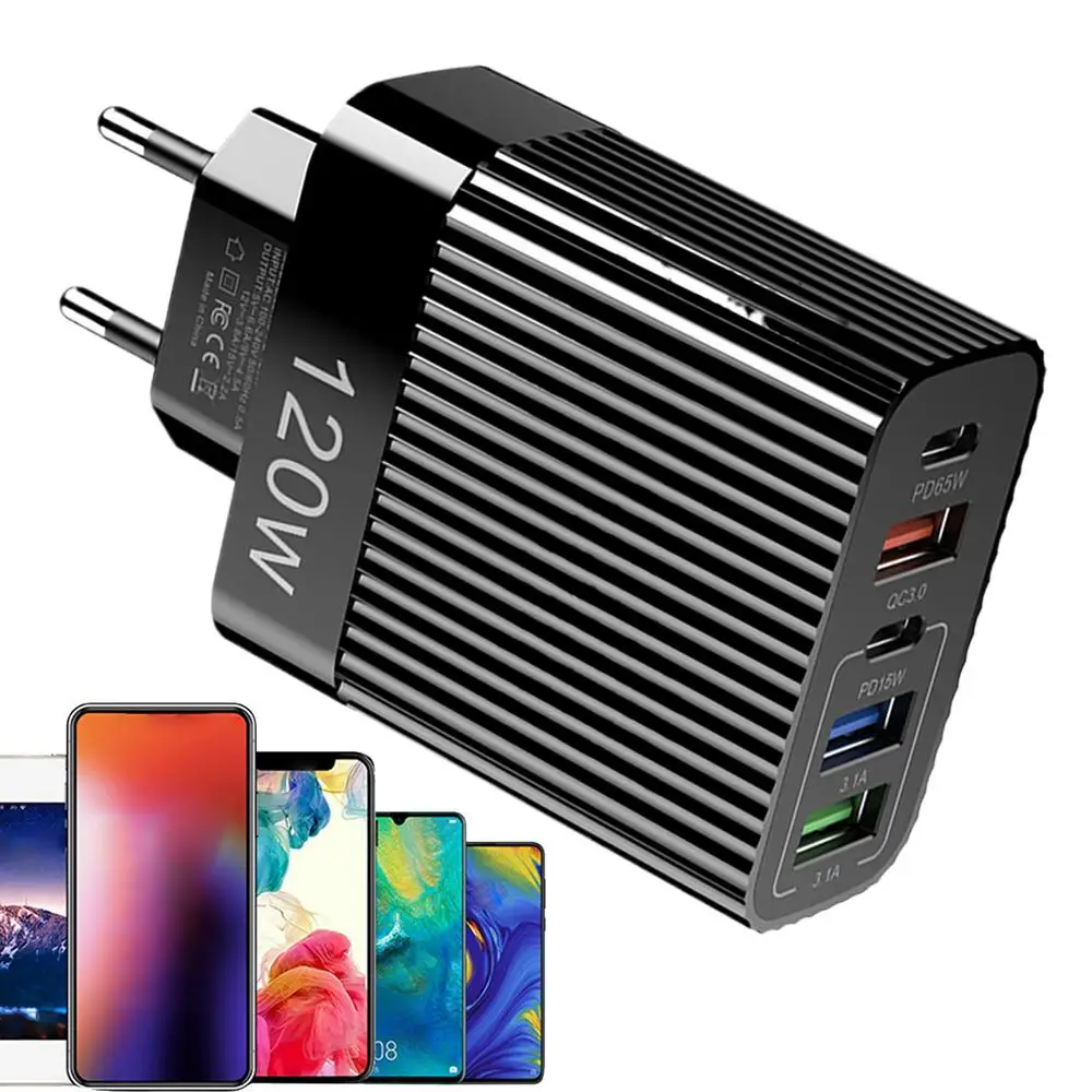 USB Fast Charger 120w Multiple Port Charger Block Fast Charging Station Hub Portable Type C Charging Outlet For Mobile Phones