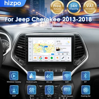 Hizpo Pantalla QLED AI de 10,1 pulgadas, sistemas inteligentes para coche, para Jeep Cherokee 5 KL 2013 - 2018, reproductor estéreo RDS, Multimedia, CarPlay, Android, Auto, DSP, cámara 360 1