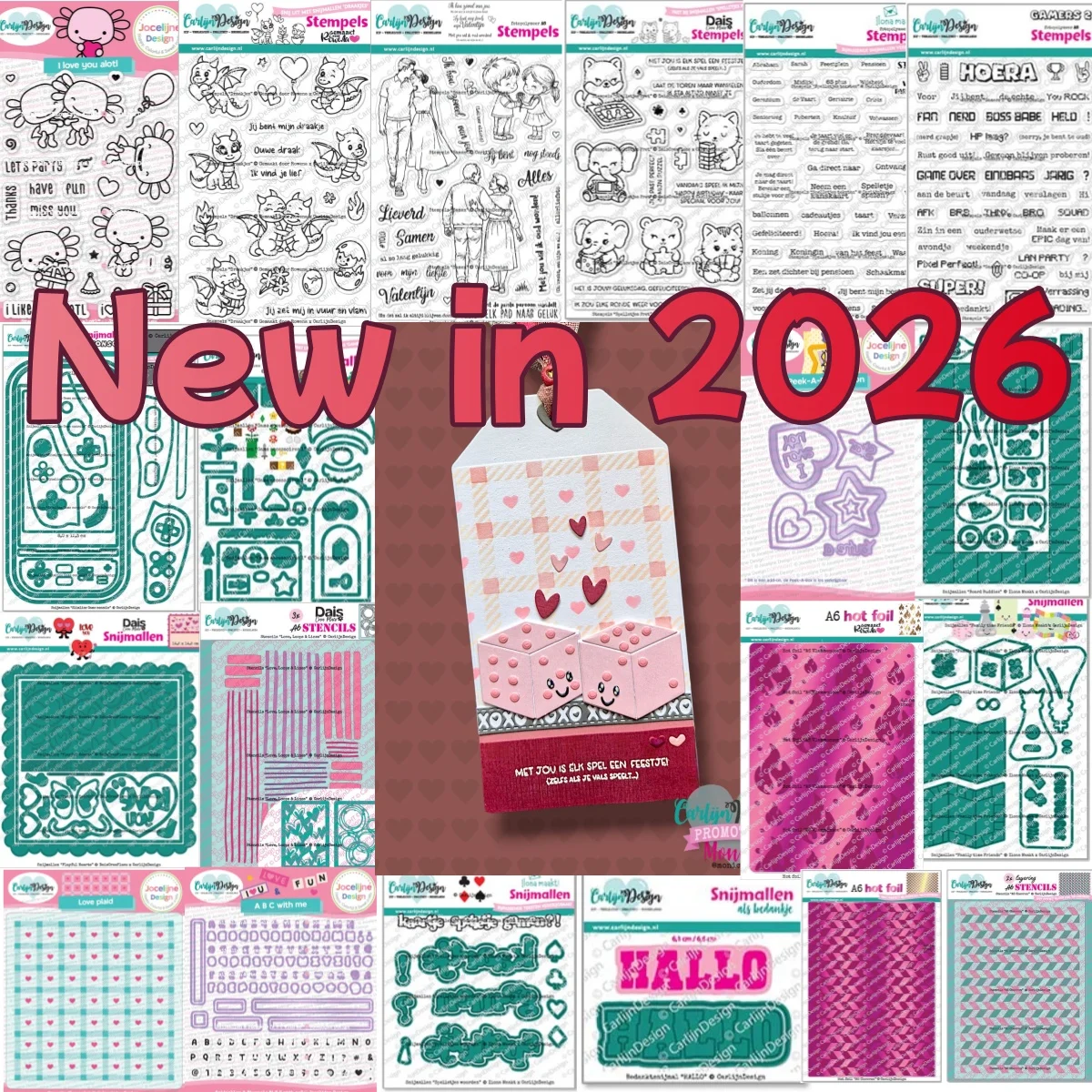 Valentinstag 2026 Herzen Box Spielkonsole Metall Stanzformen Klare Stempel Liebe Plaid Schablone Heißfolie Für DIY Karte Dekorieren