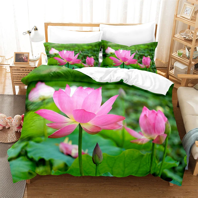 Pink Lotus Bedding Bedroom Duvet Cover Set Queen Bedding Set King Size pink-lotus-bedding-bedroom-duvet-cover-set-queen-bedding-set-king-size