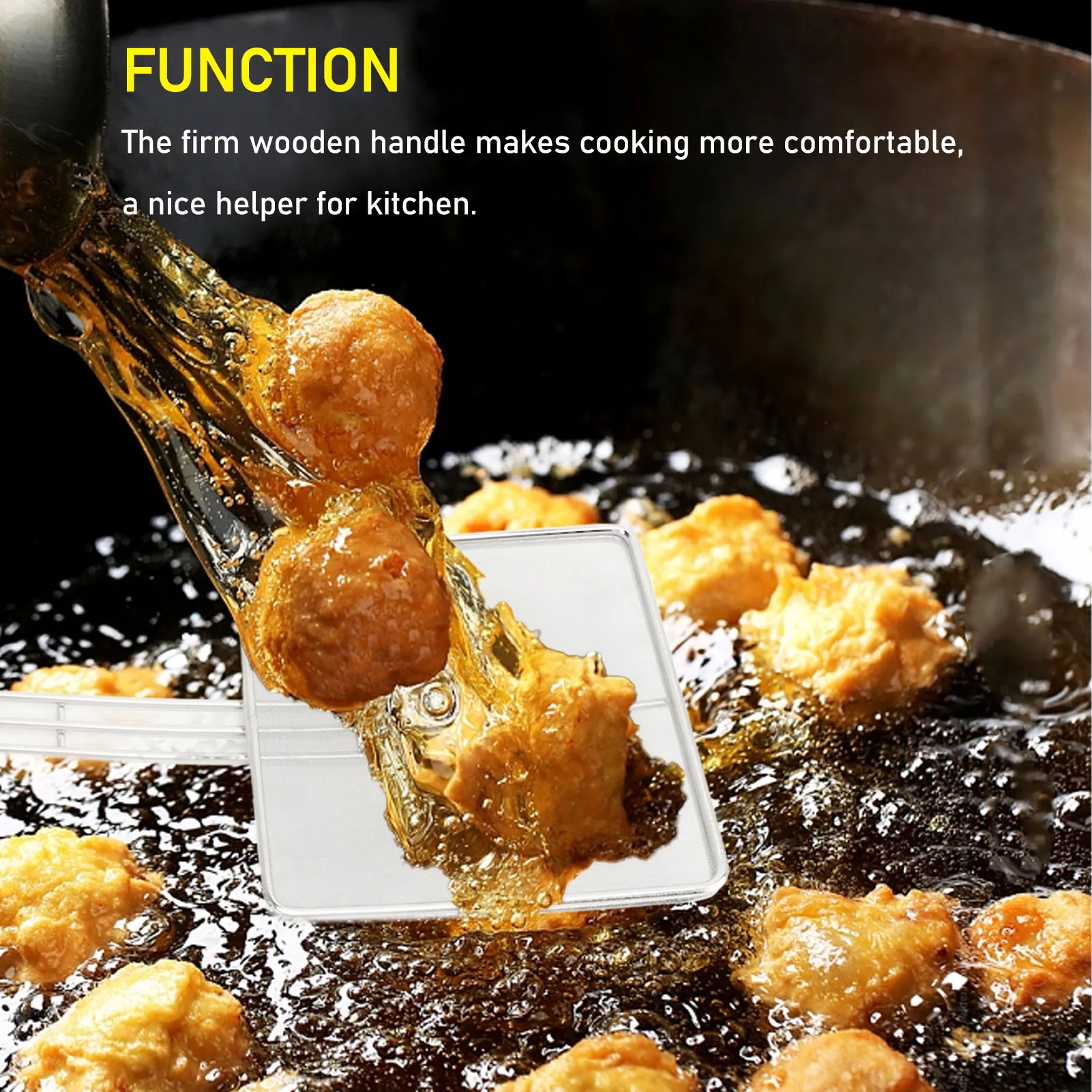 304 Stainless Steel Cooking Skimmer Spoon Multifuntional Hook Design Dishwasher Safe Strainer Skimmer Ladle for Frying