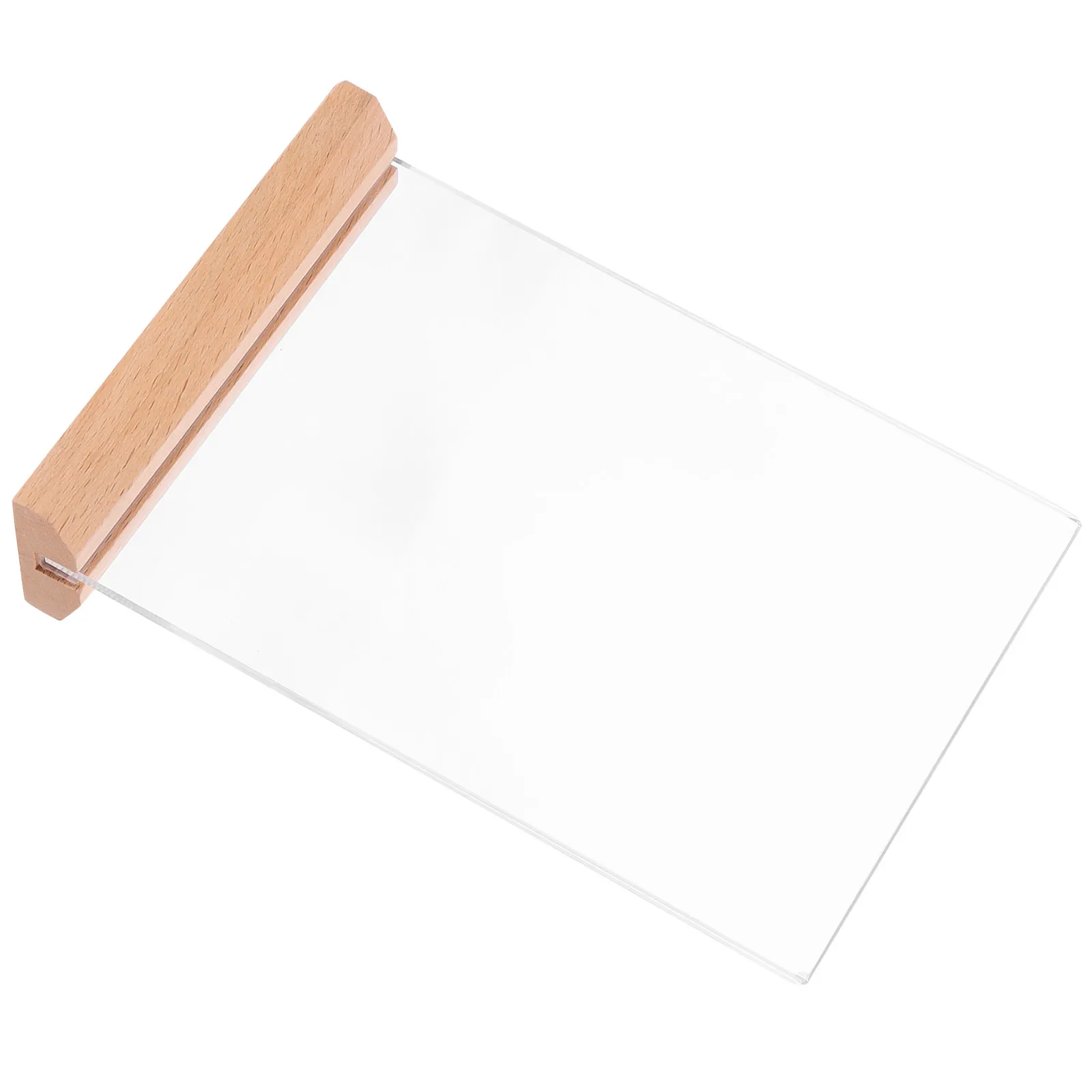 아크릴 가격표시대 나무 받침대가 있는 투명 브로셔 진열대, 슈퍼마켓, 과일 가게, 안정적인 표지판 홀더