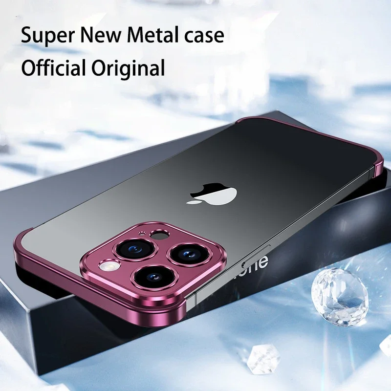 

Aluminum Metal Frameless Bumper Camera Lens Protector Case for IPhone 15 14 13 12 Pro Max Plus 14Pro 15Pro I Phone i15 i14 Cover