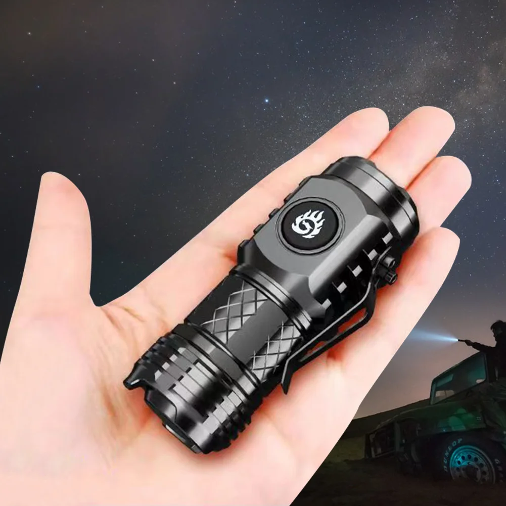 밝은 LED 방수 고출력 손전등 토치, 20W 고루멘 미니 손전등, USB 충전식 18350 배터리