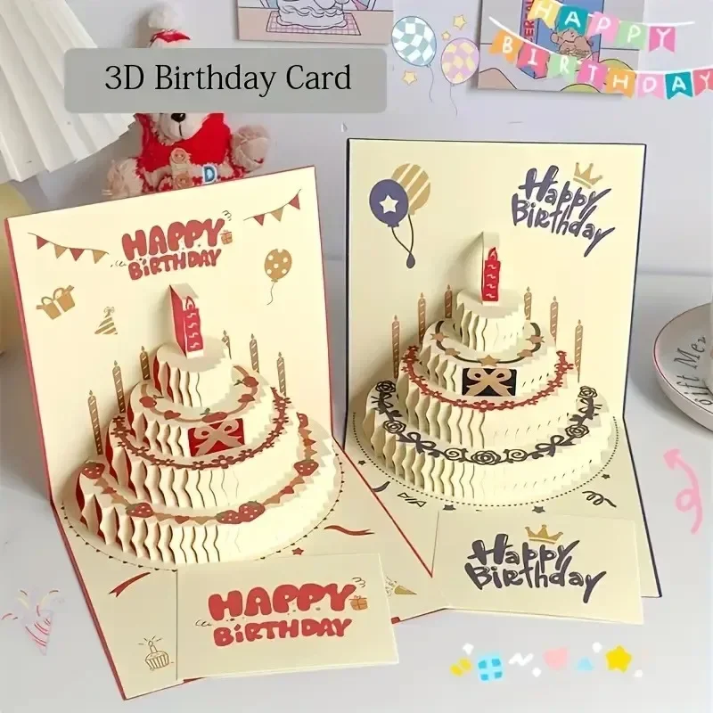 Musical Birthday Cards 3D Pop Up Greeting Card with LED Lights and Music Box Wedding Table Decorations Gift Card  Party Favors