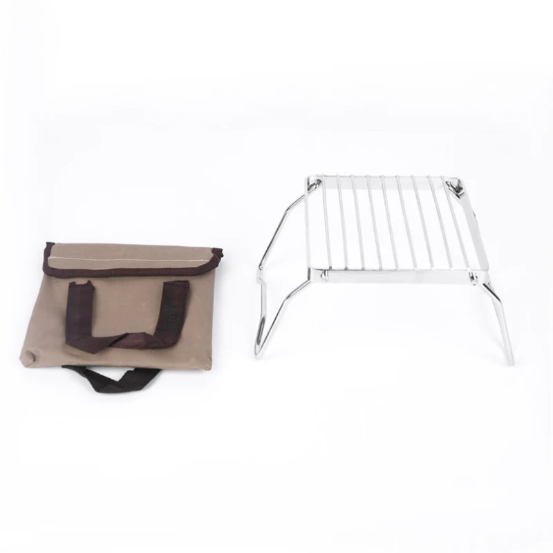 Outdoor Stainless Steel Stove Holder Camping Portable Folding Mini Barbecue Rack Set Pot Holder Baking Tray barbecue rack set