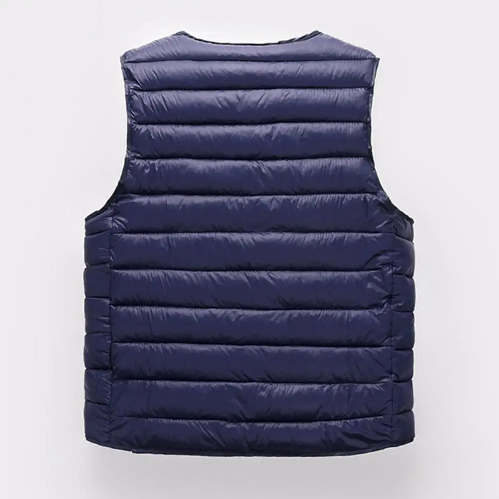Men Vest Coat Solid Color Sleeveless Single-breasted V Neck Male