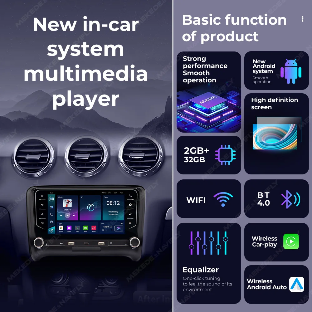 For Audi TT MK2 8J 2006-2014 7inch Android all in one Car Radio Multimedia Player GPS Navigation Wireless Carplay Android Auto