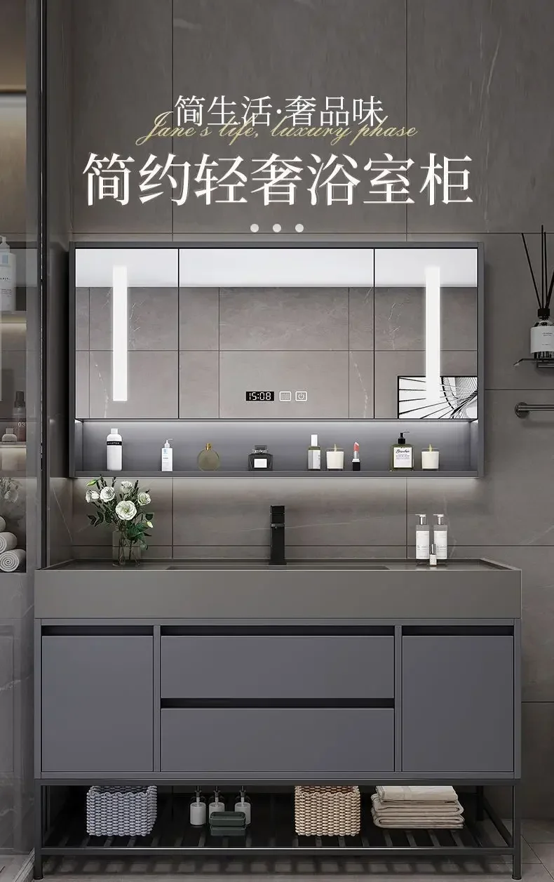 Bathroom Vanity Cabinet Luxury Sink Cabinets Minimalist Modern Integrated Washbasin Smart Mirror Furniture New