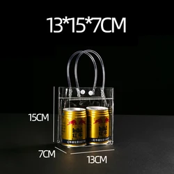 100 Clear Reusable PVC Gift Bags with Handles - 50PCS (15x13x7CM)