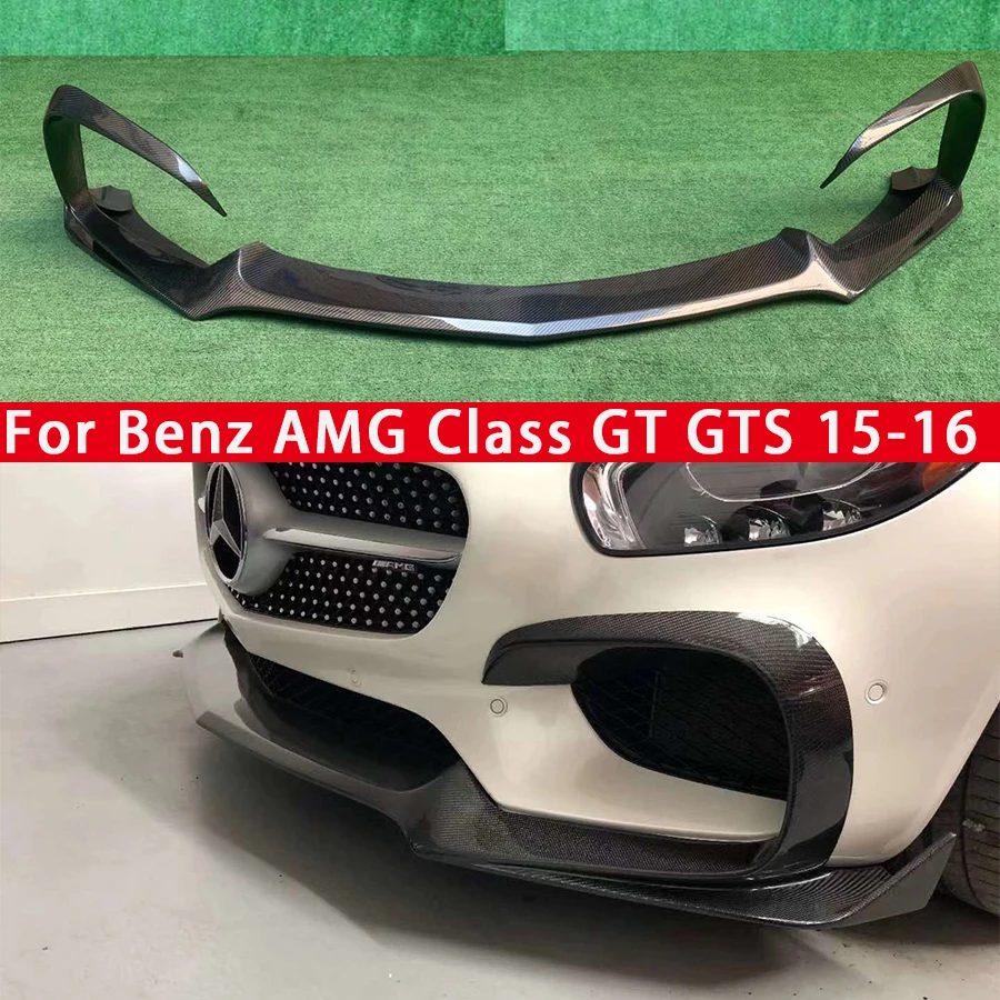 

Автомобильный передний бампер для Mercedes Benz AMG GT GTS 2015-2016 из углеродного волокна, передний бампер, губа, диффузор, передний спойлер для подбородка, комплект кузова